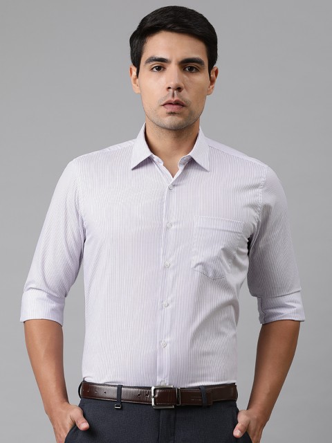 

Van Heusen Men White & Purple Slim Fit Striped Formal Shirt