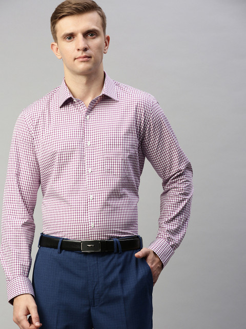 

Van Heusen Men Purple & White Slim Fit Checked Formal Shirt
