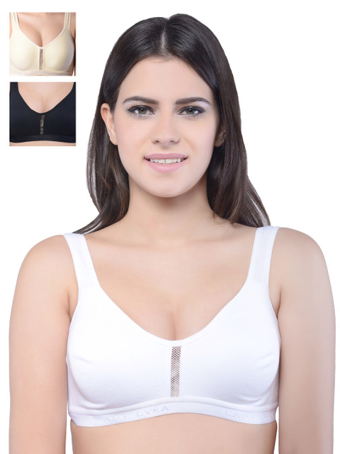 

Lady Lyka Pack of 3 Seamless Sports Bras, Black