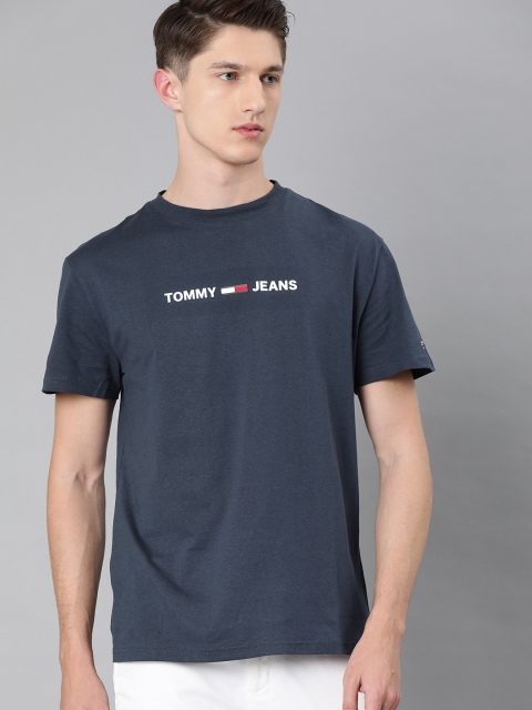 

Tommy Hilfiger Men Navy Blue Brand Logo Printed Round Neck T-shirt