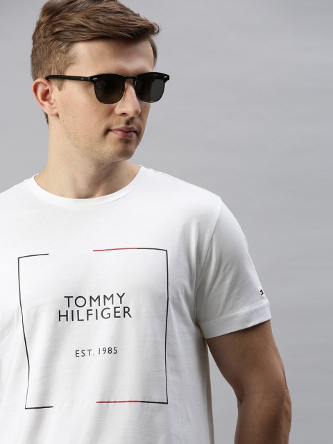 

Tommy Hilfiger Men White Printed Round Neck Pure Cotton T-shirt