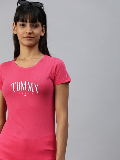

Tommy Hilfiger Women Fuchsia Pink Printed Round Neck T-shirt
