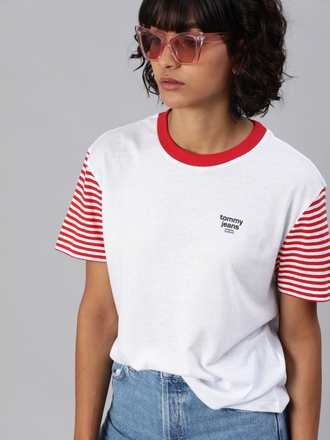 

Tommy Hilfiger Women White Solid Round Neck T-shirt