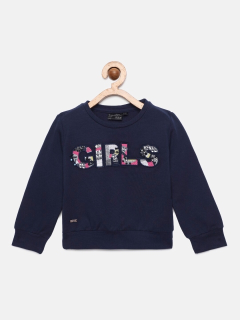 

Actuel Girls Navy Blue Self Design Sweatshirt
