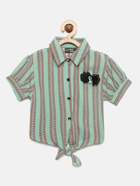 

Actuel Girls Green Striped Shirt Style Top