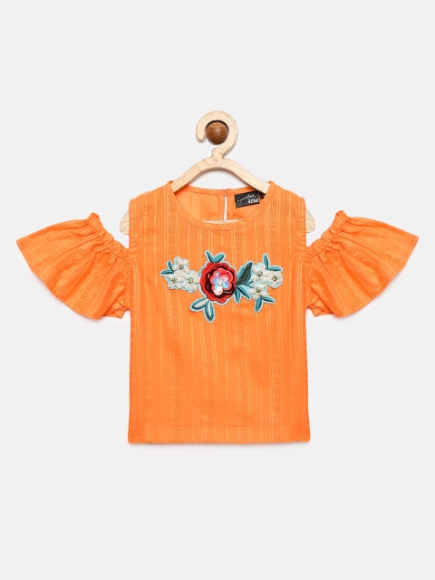 

Actuel Girls Orange Self Design Pure Cotton Top