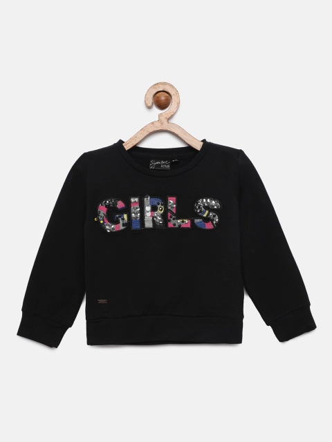 

Actuel Girls Black Self Design Sweatshirt