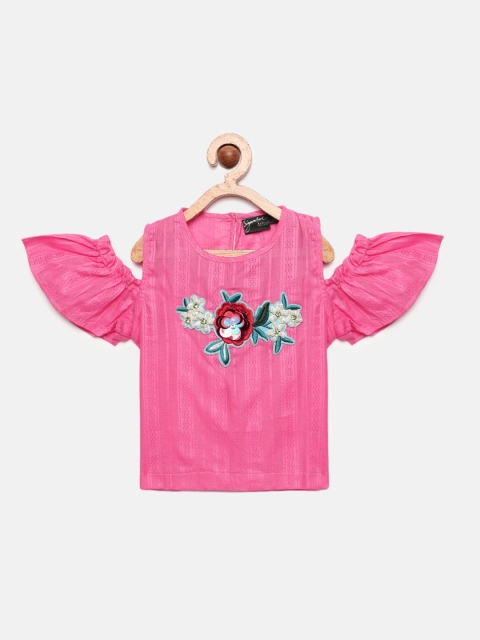 

Actuel Girls Pink Self Design Pure Cotton Top