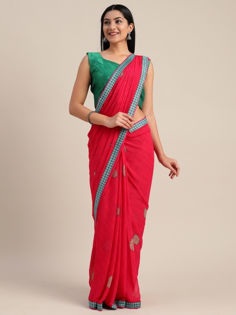 

Mitera Pink & Green Pure Georgette Printed Saree