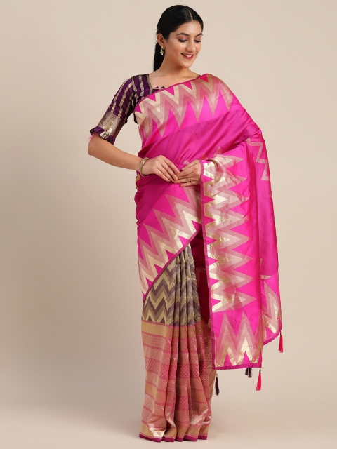 

Mitera Pink & Orange Pure Georgette Printed Saree
