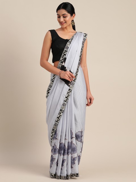 

Mitera Grey Printed Pure Chiffon Saree