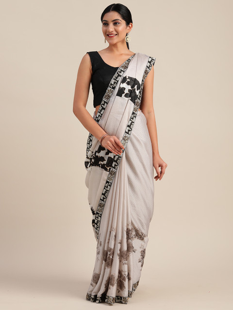 

Mitera Grey & Black Pure Chiffon Printed Saree