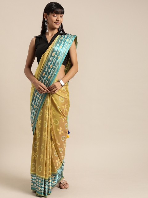 

Mitera Beige & Yellow Pure Silk Printed Saree