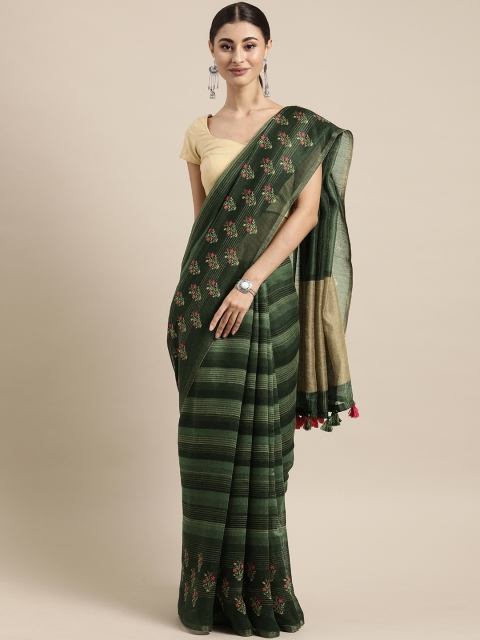 

Mitera Green & Beige Art Silk Printed Saree