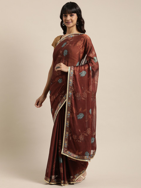 

Mitera Brown & Grey Pure Chiffon Printed Saree