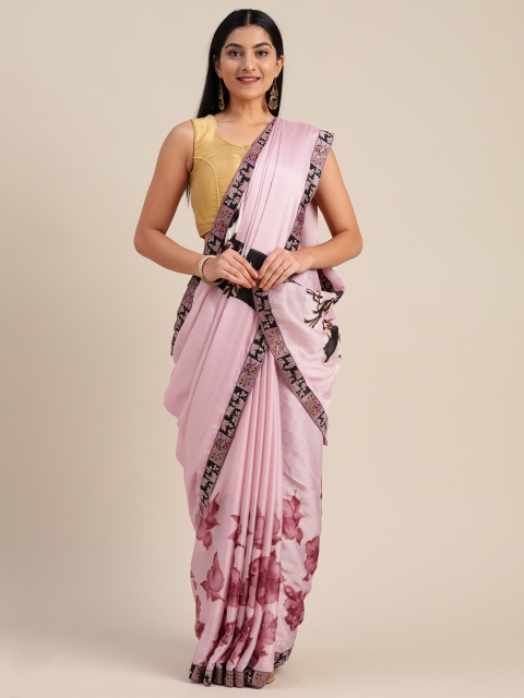 

Mitera Pink Printed Pure Chiffon Saree