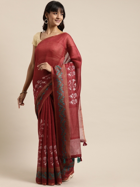 

Mitera Maroon & Off-White Art Silk Printed Saree