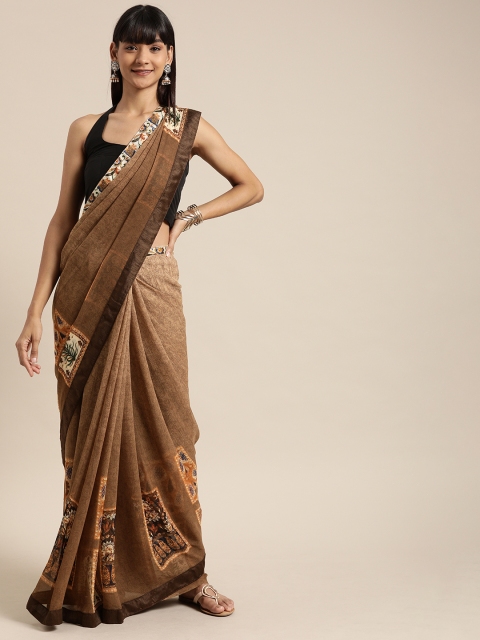 

Mitera Beige & Off-White Poly Georgette Printed Saree