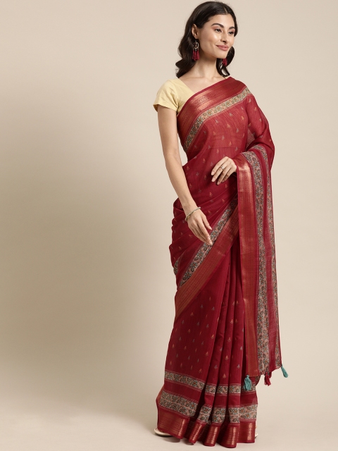 

Mitera Maroon Printed Art Silk Saree