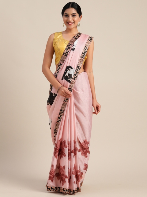 

Mitera Pink Printed Pure Chiffon Saree