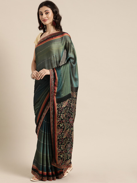 

Mitera Turquoise Blue & Green Pure Chiffon Printed Saree