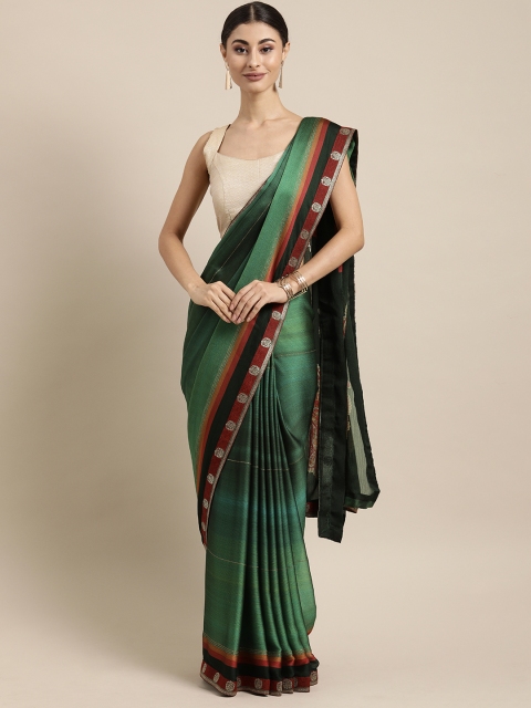 

Mitera Green Striped Pure Chiffon Saree