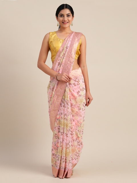 

Mitera Pink Printed Pure Georgette Saree