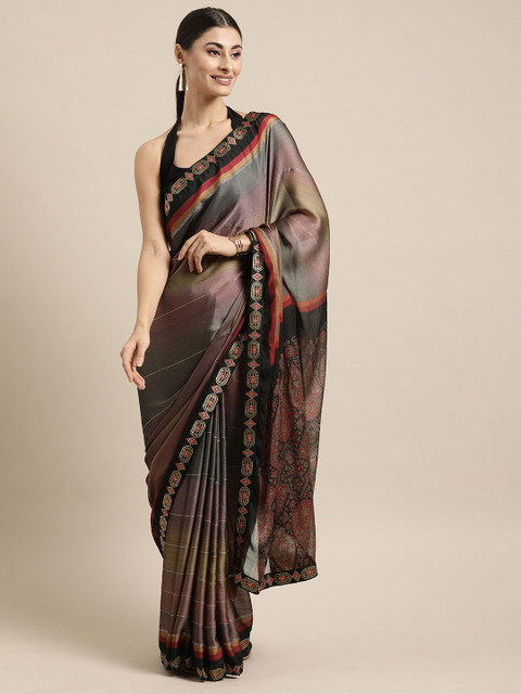 

Mitera Multicoloured Striped Pure Chiffon Saree, Multi
