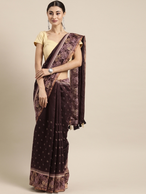 

Mitera Brown & Beige Art Silk Printed Saree