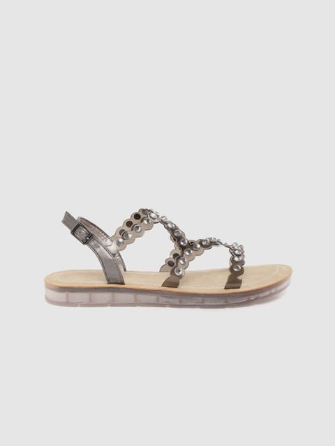 

CORSICA Women Charcoal Grey Embellished Open Toe Flats
