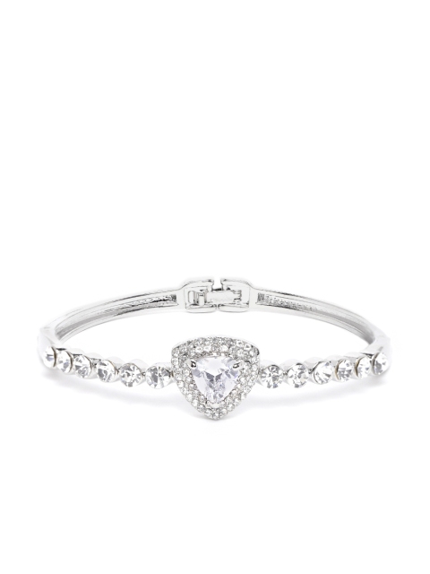 

Carlton London Women Silver-Toned Rhodium-Plated CZ-Studded Bangle-Style Bracelet
