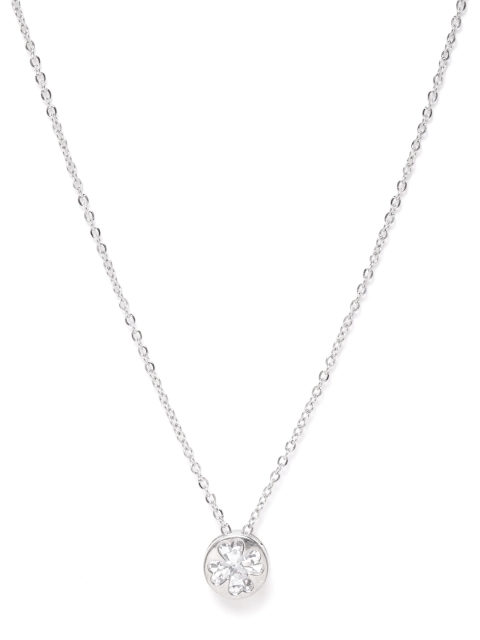 

Carlton London Women Silver-Toned Rhodium-Plated CZ Studded Necklace