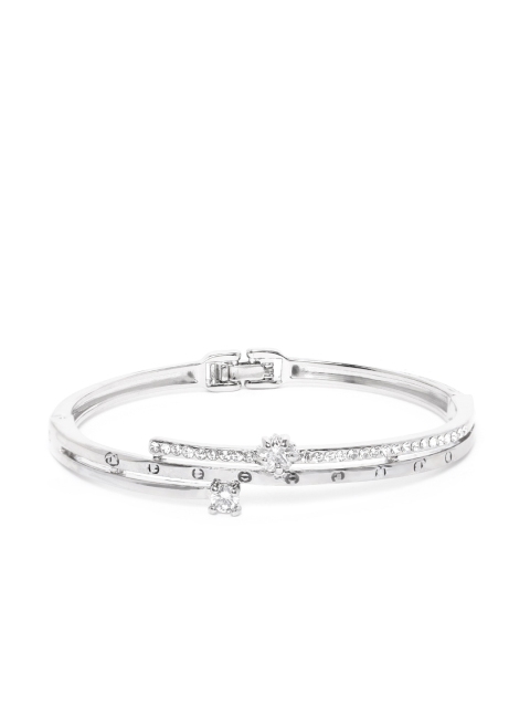 

Carlton London Women Silver-Toned Rhodium-Plated CZ-Studded Bangle-Style Bracelet