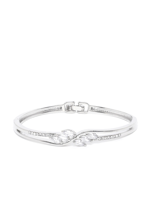 

Carlton London Women Silver-Toned Rhodium-Plated CZ-Studded Bangle-Style Bracelet