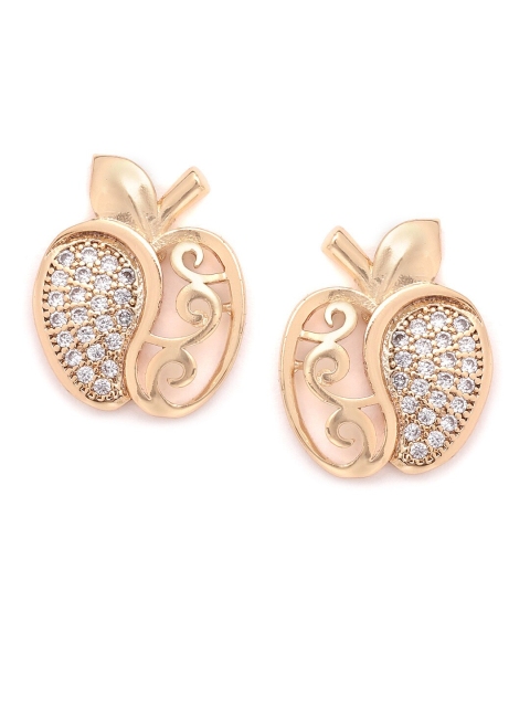 

Carlton London Women Gold-Plated CZ Studded Quirky Studs