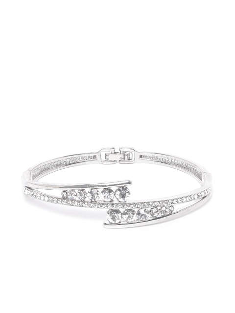 

Carlton London Women Silver-Toned Rhodium-Plated CZ-Studded Bangle-Style Bracelet