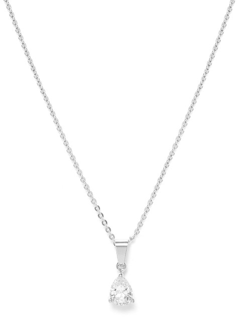 

Carlton London Women Silver-Toned Rhodium-Plated CZ Studded Pendant With Chain