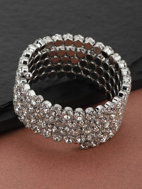 

Carlton London Silver-Toned Stone-Studded Wraparound Bracelet