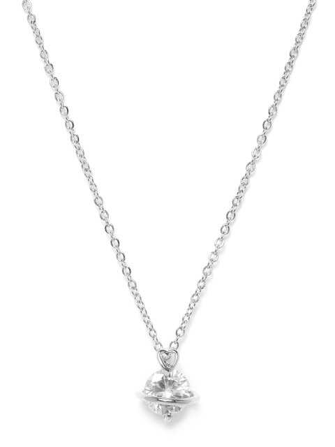 

Carlton London Women Silver-Toned Rhodium-Plated CZ Studded Necklace