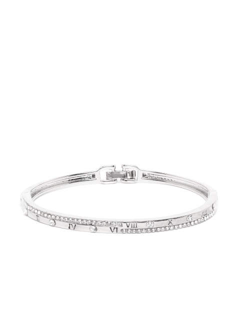 

Carlton London Silver-Toned CZ Studded Bangle-Style Bracelet