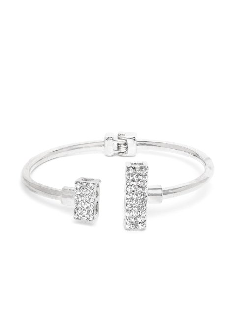 

Carlton London Women Silver-Toned Rhodium-Plated CZ-Studded Bangle-Style Bracelet