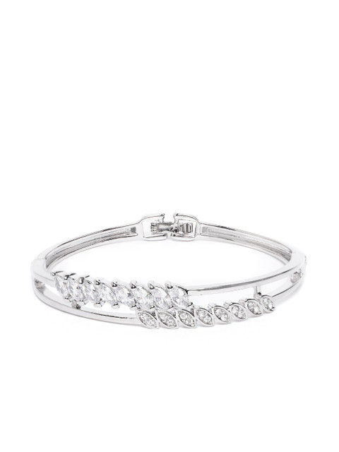 

Carlton London Silver-Toned CZ Studded Bangle-Style Bracelet