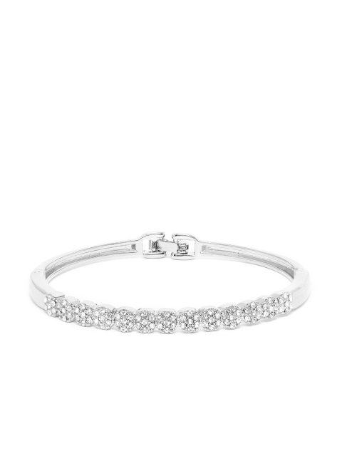 

Carlton London Silver-Toned CZ Studded Bangle-Style Bracelet