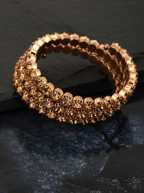 

Carlton London Women Gold-Toned Stone-Studded Wraparound Bracelet
