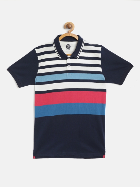 

YK Boys Blue & White Striped Polo Collar T-shirt