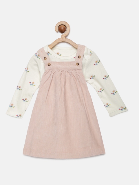 

YK Girls White Bodysuit With Dungaree