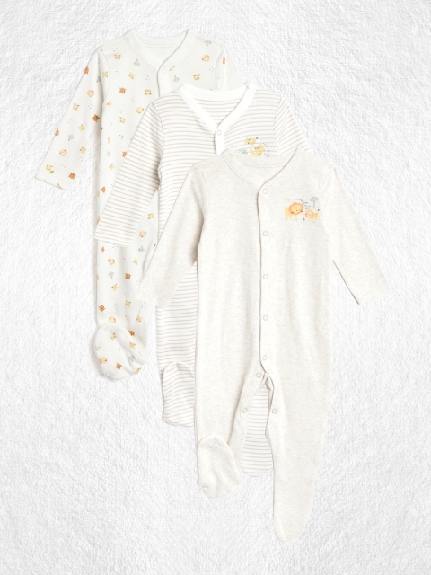 

YK Boys Pack of 3 Sleepsuits, Off white