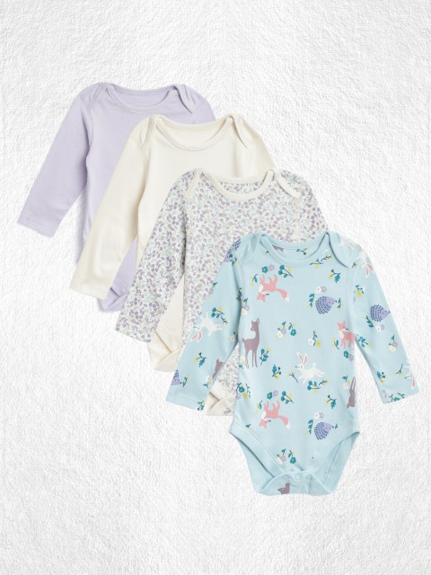 

YK Girls Pack of 4 Bodysuits, Blue