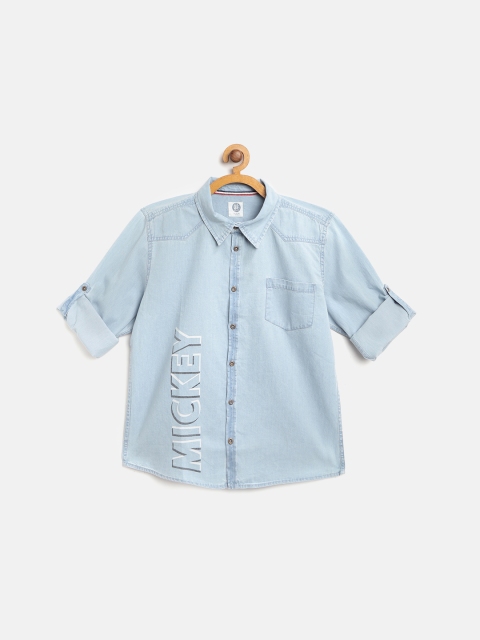 

YK Disney Boys Blue & Black Blue & Black Mickey Mouse Print Shirt