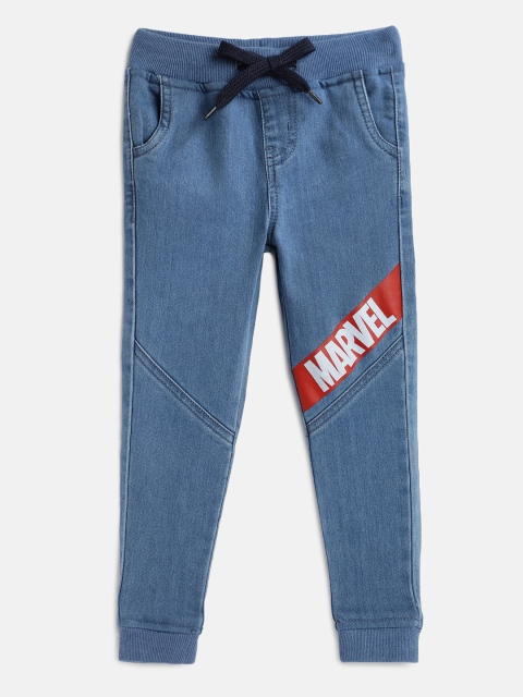 

YK Marvel Boys Blue Mid-Rise Marvel Print Clean Look Stretchable Jogger Jeans